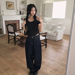 ノンフェイドワイドデニムパンツ DARK DENIM