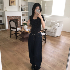 ノンフェイドワイドデニムパンツ DARK DENIM