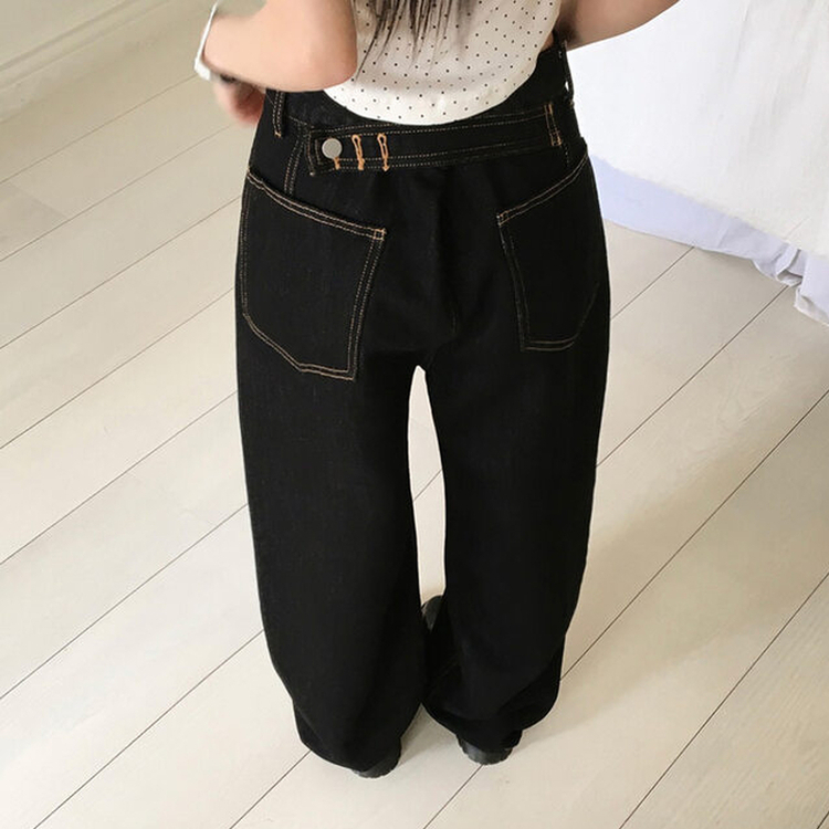 ノンフェイドワイドデニムパンツ BLACK DENIM