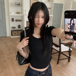半袖Tシャツ ドットクロップ半袖Tシャツ BLACK