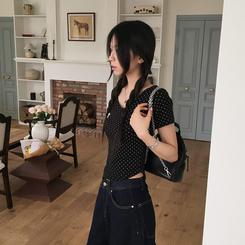 半袖Tシャツ ドットクロップ半袖Tシャツ BLACK