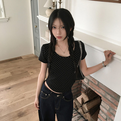 半袖Tシャツ ドットクロップ半袖Tシャツ BLACK