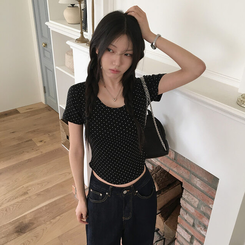 半袖Tシャツ ドットクロップ半袖Tシャツ BLACK