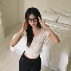 半袖Tシャツ ドットクロップ半袖Tシャツ IVORY