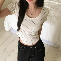 半袖Tシャツ ドットクロップ半袖Tシャツ IVORY