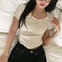 半袖Tシャツ ドットクロップ半袖Tシャツ IVORY