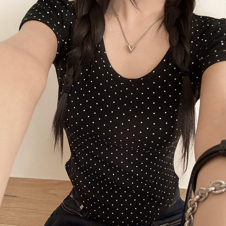 ドットクロップ半袖Tシャツ BLACK