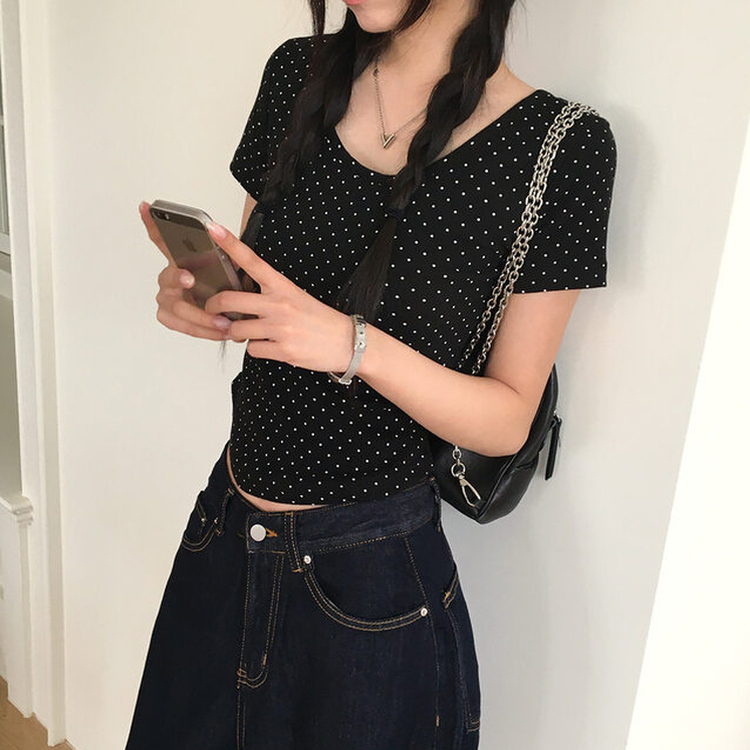 半袖Tシャツ ドットクロップ半袖Tシャツ BLACK