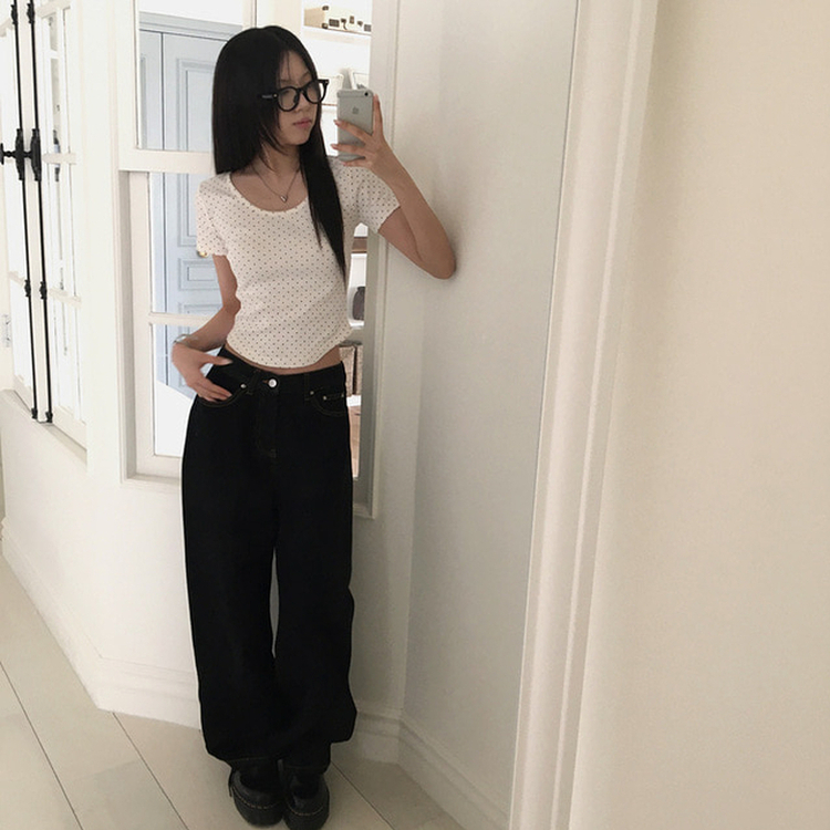 ドットクロップ半袖Tシャツ IVORY