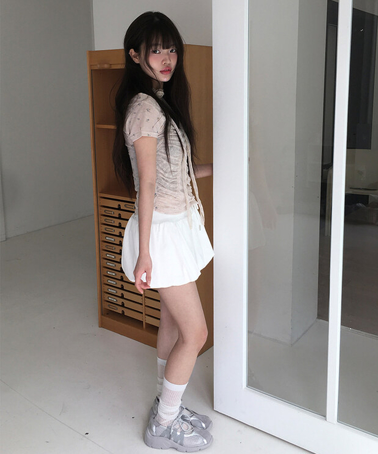 フラワーシャーリング半袖Tシャツ PINK