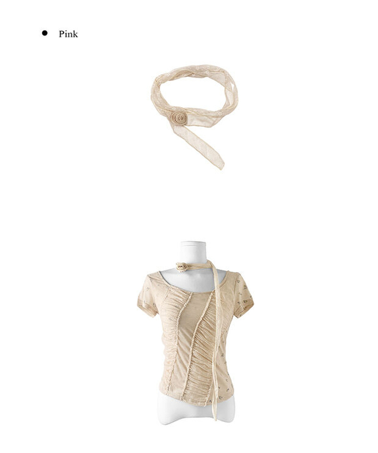 フラワーシャーリング半袖Tシャツ