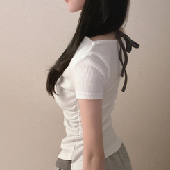 半袖Tシャツ サイドシャーリングレタリング半袖Tシャツ WHITE