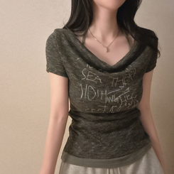 半袖Tシャツ サイドシャーリングレタリング半袖Tシャツ CHARCOAL