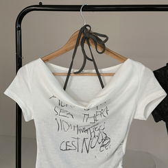 半袖Tシャツ サイドシャーリングレタリング半袖Tシャツ
