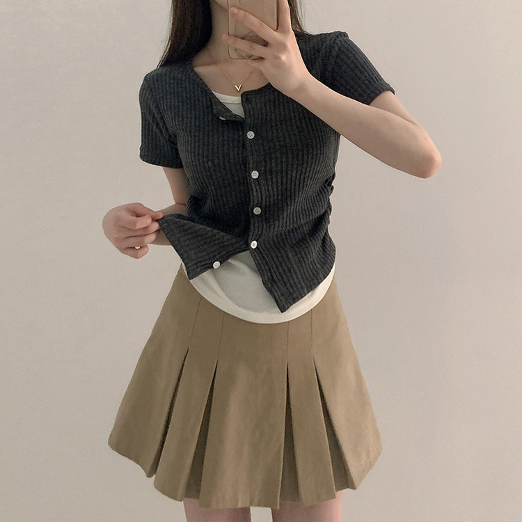 サイドシャーリングクロップカーディガンTシャツ CHARCOAL