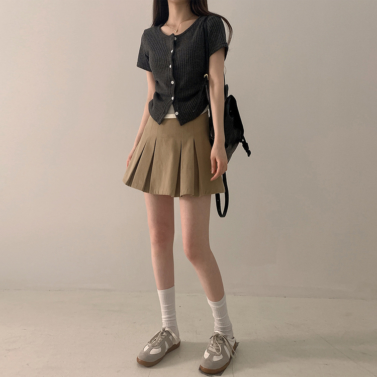 サイドシャーリングクロップカーディガンTシャツ CHARCOAL