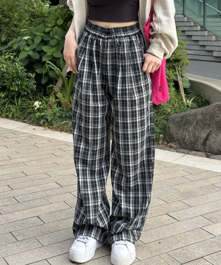 サマーチェックパンツ｜ワイド｜韓国ファッション通販 SONA