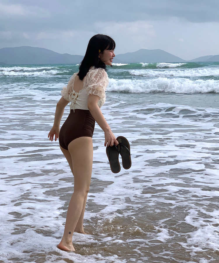 【カップ付き】ヘーゼルモノキニ BROWN