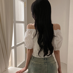 ブラウス リボンピンタック半袖ブラウス WHITE