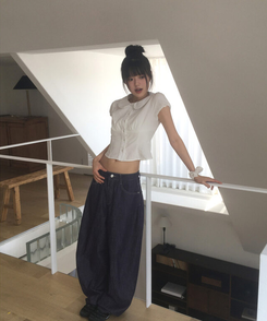 ブラウス レースラウンド半袖ブラウス WHITE