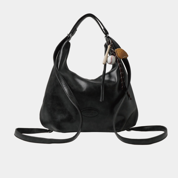レザーマルチショルダーバックパック BLACK