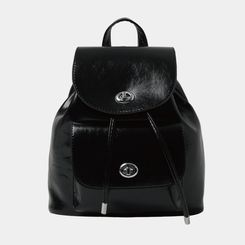 バックバッグ・スクールバッグ レザーバックルミニバックパック BLACK