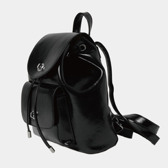 バックバッグ・スクールバッグ レザーバックルミニバックパック BLACK