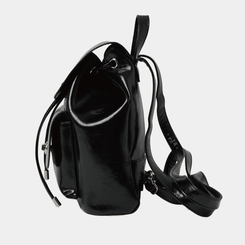 バックバッグ・スクールバッグ レザーバックルミニバックパック BLACK