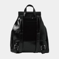 バックバッグ・スクールバッグ レザーバックルミニバックパック BLACK
