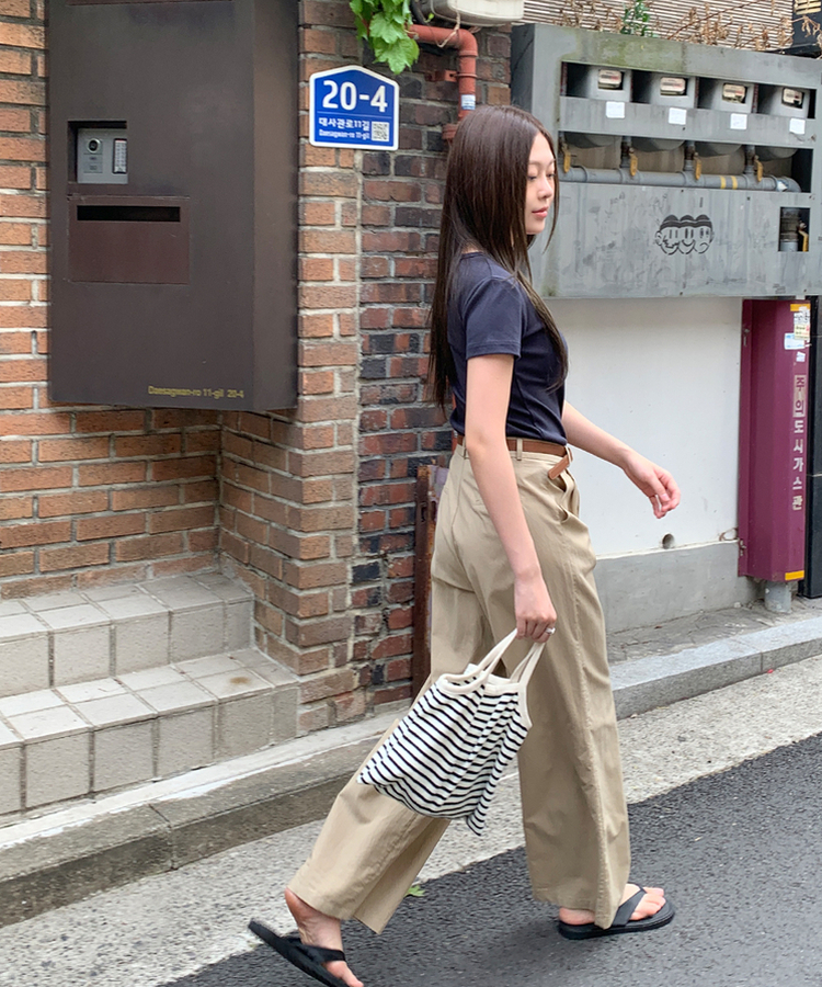 コットンUネック半袖Tシャツ CHARCOAL