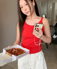 ノースリーブ コットンスリムキャミソール(8color) RED