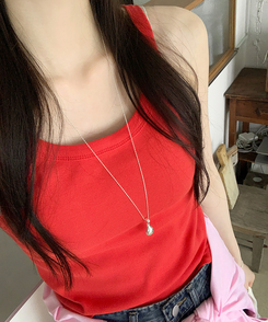 ノースリーブ コットンスリムキャミソール(8color) RED
