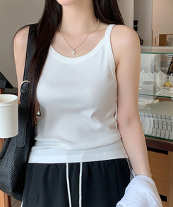 ノースリーブ コットンスリムキャミソール(8color) IVORY