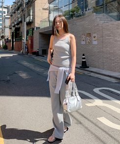 ノースリーブ コットンスリムキャミソール(8color) MELANGE GRAY