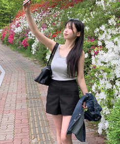 ノースリーブ コットンスリムキャミソール(8color) MELANGE GRAY