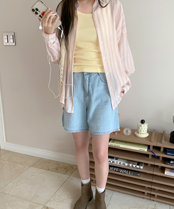 ノースリーブ コットンスリムキャミソール(8color) SOFT YELLOW