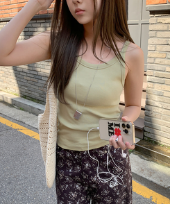 ノースリーブ コットンスリムキャミソール(8color) OLIVE