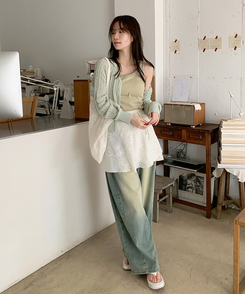 ノースリーブ コットンスリムキャミソール(8color) OLIVE