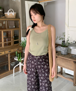 ノースリーブ コットンスリムキャミソール(8color) OLIVE