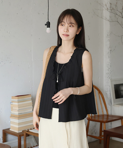 ノースリーブ コットンスリムキャミソール(8color) BLACK