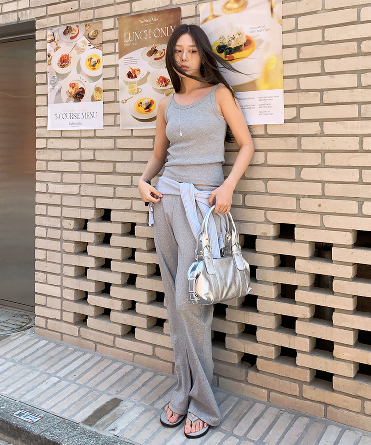 ノースリーブ コットンスリムキャミソール(8color) MELANGE GRAY