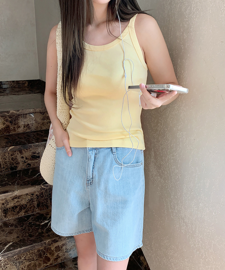 コットンスリムキャミソール(8color) SOFT YELLOW