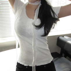 半袖Tシャツ 【タイ付き】レース半袖Tシャツ WHITE