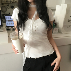 半袖Tシャツ 【タイ付き】レース半袖Tシャツ WHITE
