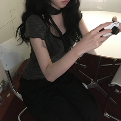 半袖Tシャツ 【タイ付き】レース半袖Tシャツ BLACK