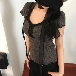 半袖Tシャツ 【タイ付き】レース半袖Tシャツ BLACK
