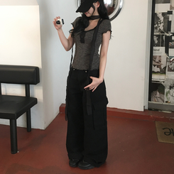 半袖Tシャツ 【タイ付き】レース半袖Tシャツ BLACK