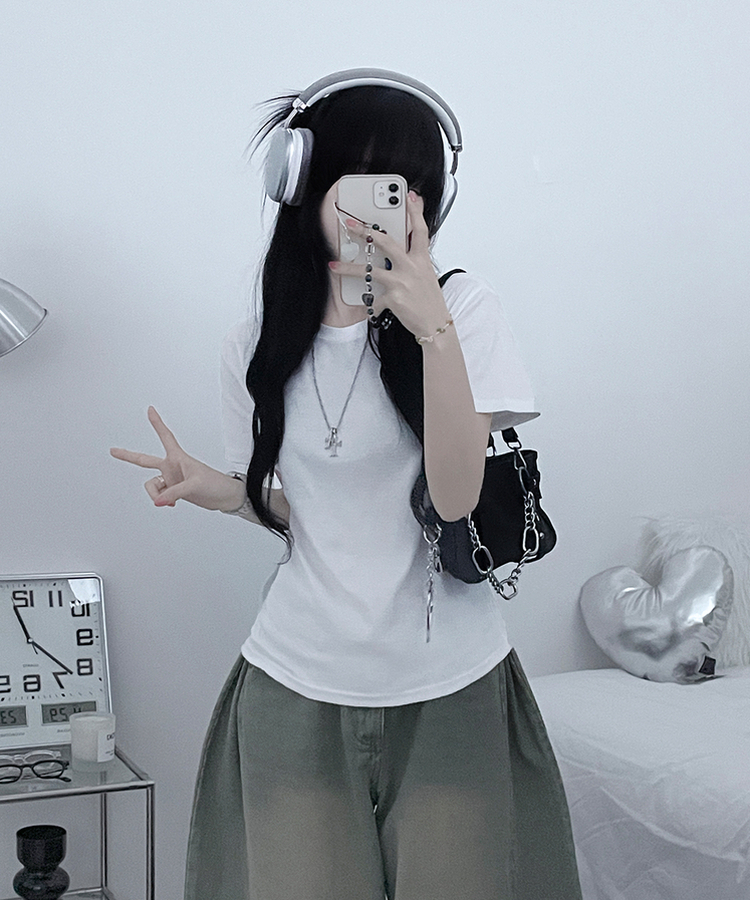 라운드체형커버여유핏반팔티셔츠 아이보리