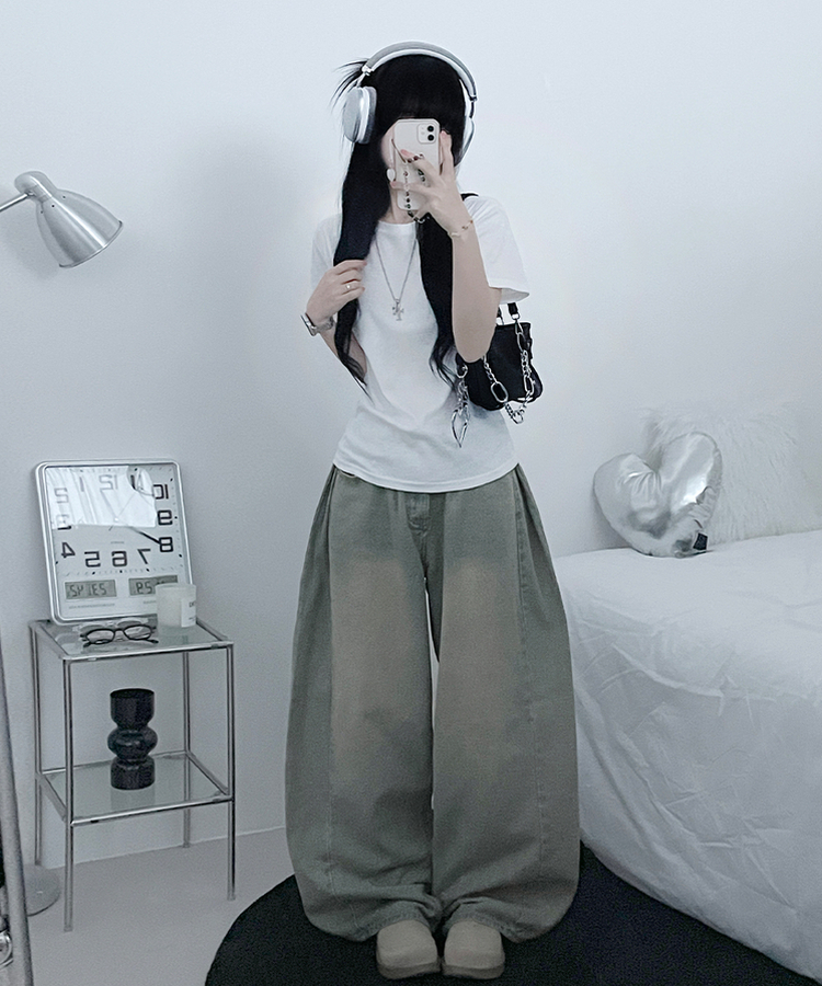 라운드체형커버여유핏반팔티셔츠 아이보리