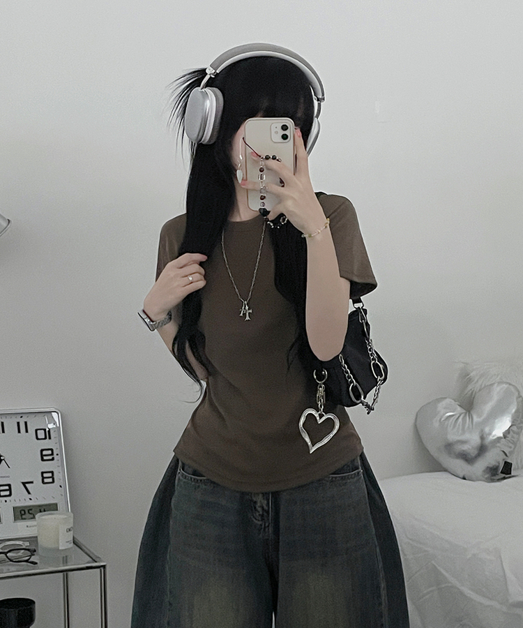 라운드체형커버여유핏반팔티셔츠 카키